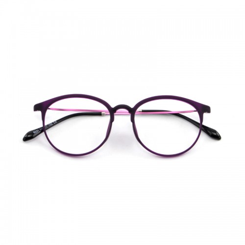 メガネ度付きレンズフレーム 紫女性女子伊達眼鏡度なし軽量メガネ