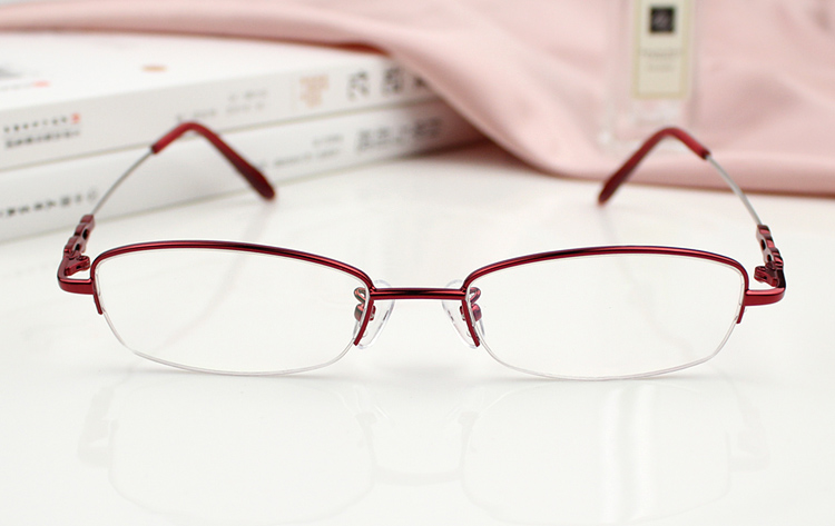 メガネ超軽量弾力メガネ ハーフリム新宿 安い赤色眼鏡ナイロール