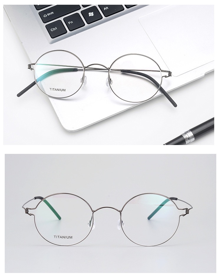 メガネ フレーム韓国ブランド丸い銀色メガネおしゃれ軽量チタン製ふち 細いメタルメガネボストン度付きシルバー色知的フレーム 購入