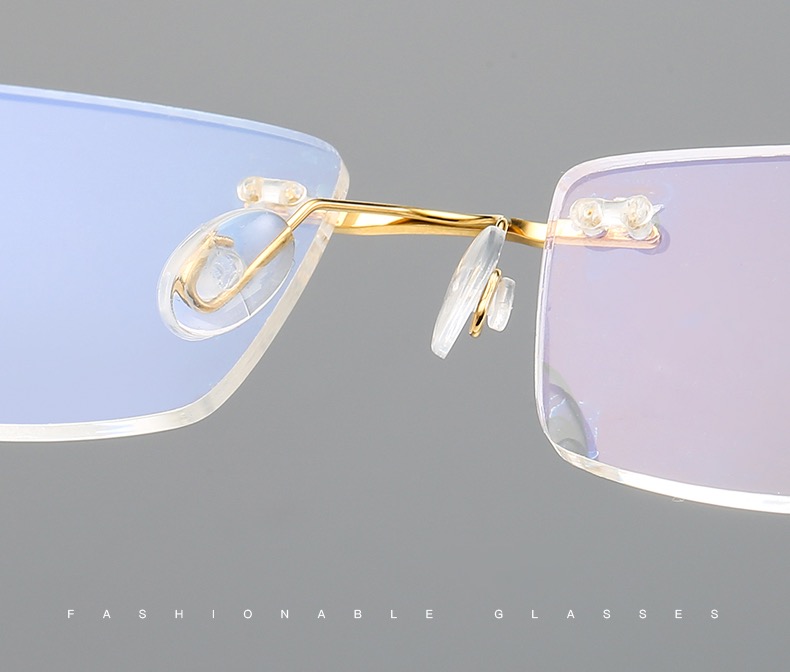 ウェリントン型メガネ 安い超軽量チタン製リムレス眼鏡メガネ