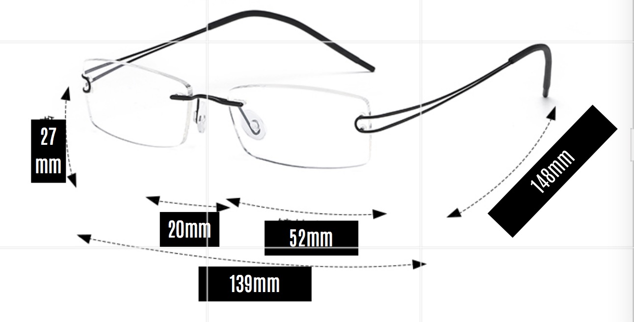 ウェリントン型メガネ 安い超軽量チタン製リムレス眼鏡メガネ