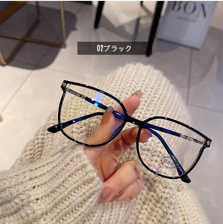 安い2023 メガネ透明クリア個性的キラキラ細いフレーム