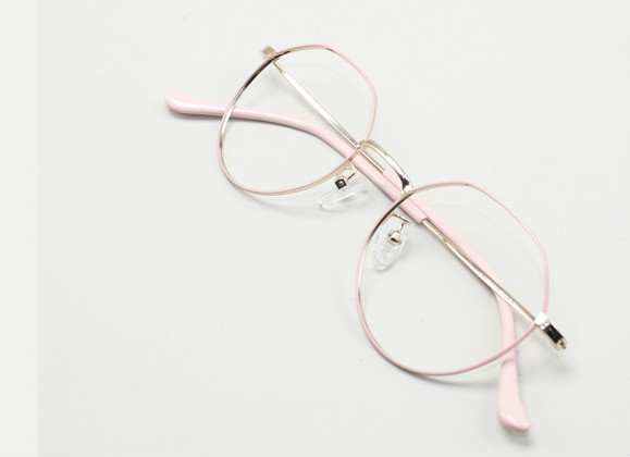 レイバン日本流行りメガネ レンズメガネ小顔メタルフレーム眼鏡通販黒縁女性度付きレンズ金属伊達メガネピンクおしゃれブルーライトカット度なし