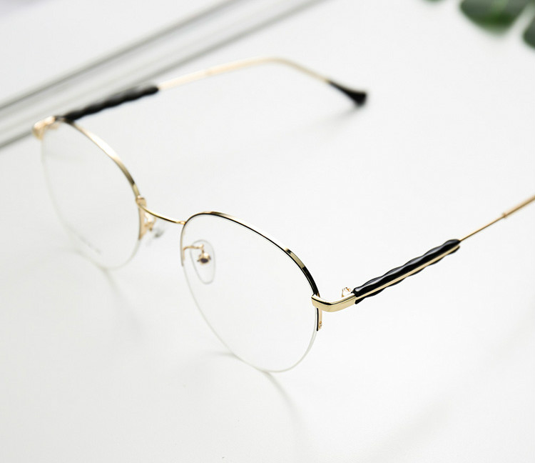 眼鏡韓国レトロ伊達メガネ可愛い フレームメガネ個性的ハーフリム