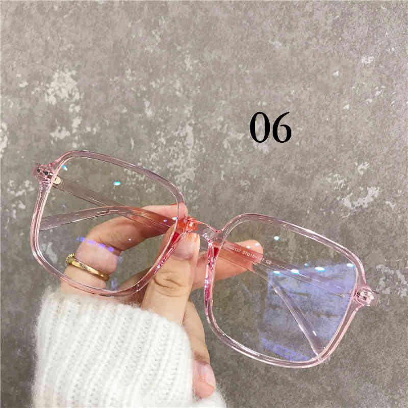 ビッグフレームブランド度なし透明パープル色レトロ風ウェリントン型ピンク眼鏡レディース